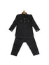 Sishu Boy's Black Pure Cotton Pathani Style Kurta With Pyjama Set